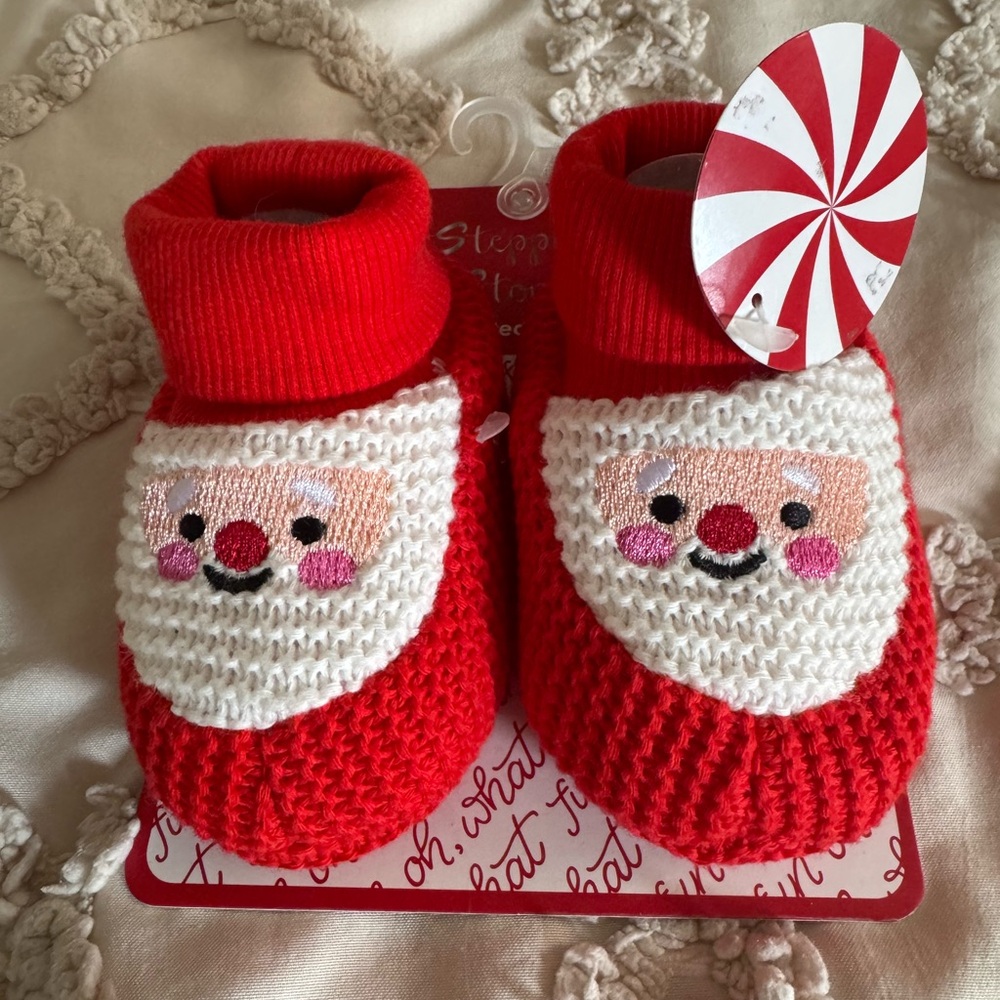 Red Santa Baby Booties